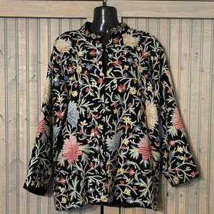 Vintage Black Floral Embroidered Jacket